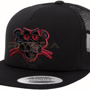 Belico  pantera rosa hat pink panther belicona Black Red, Panter embroidery Hat